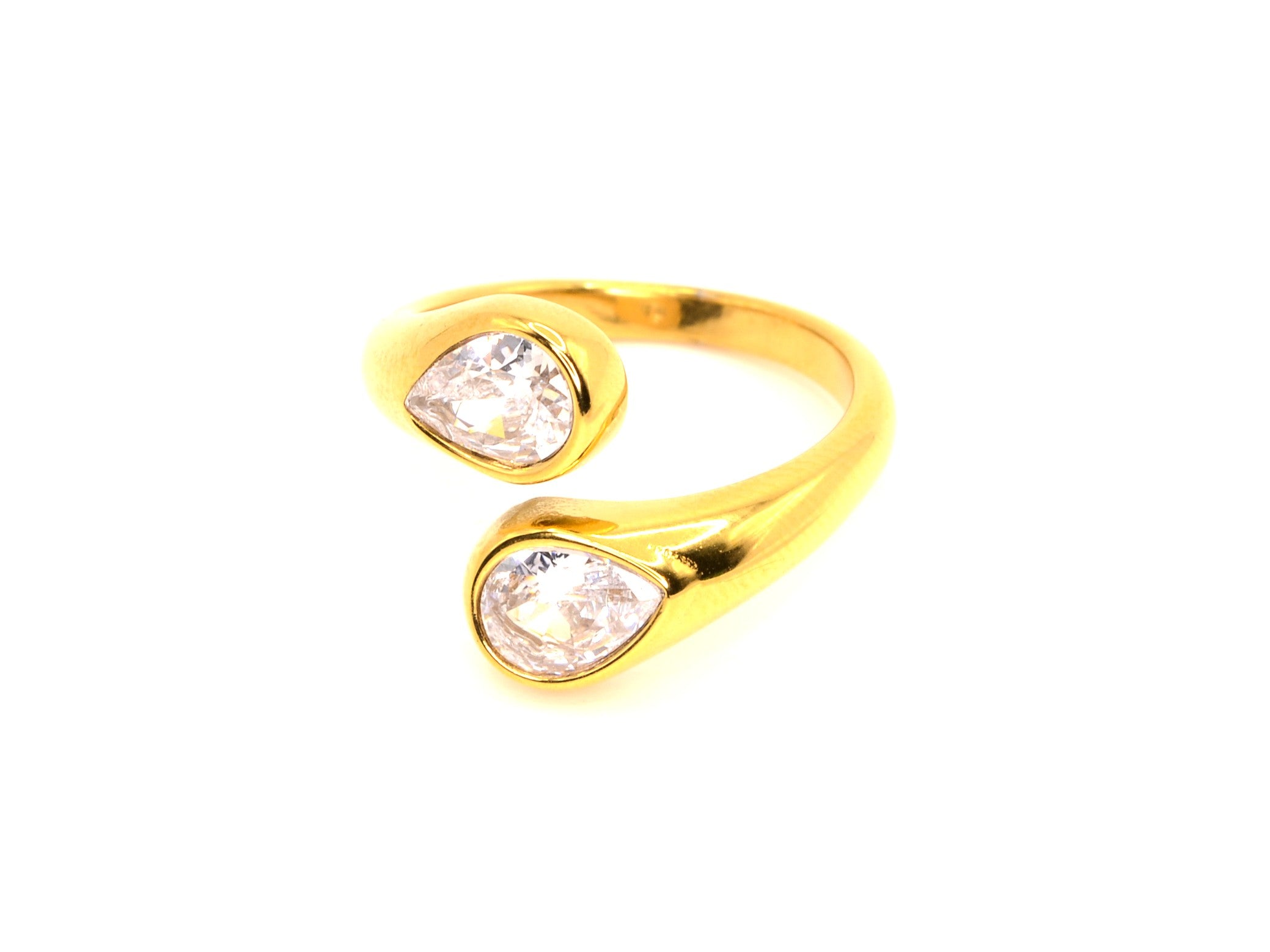 Ring mit Zirkon - 18K Gold - Bypass-Ring - Damen
