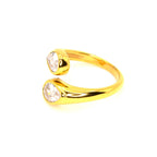 Ring | 18K Gold - Zircon Drops - Bypass Ring - Women's