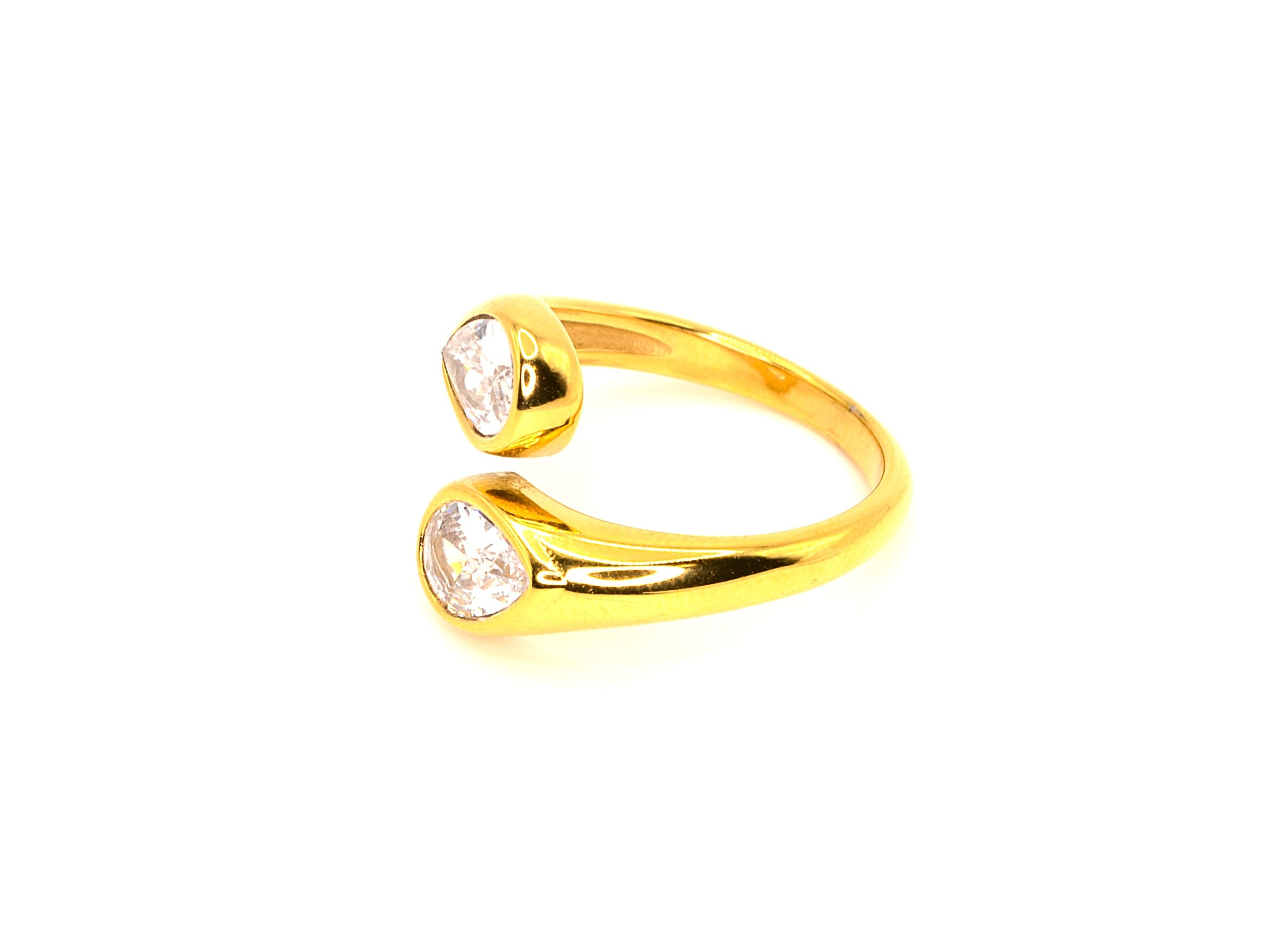 Ring mit Zirkon - 18K Gold - Bypass-Ring - Damen