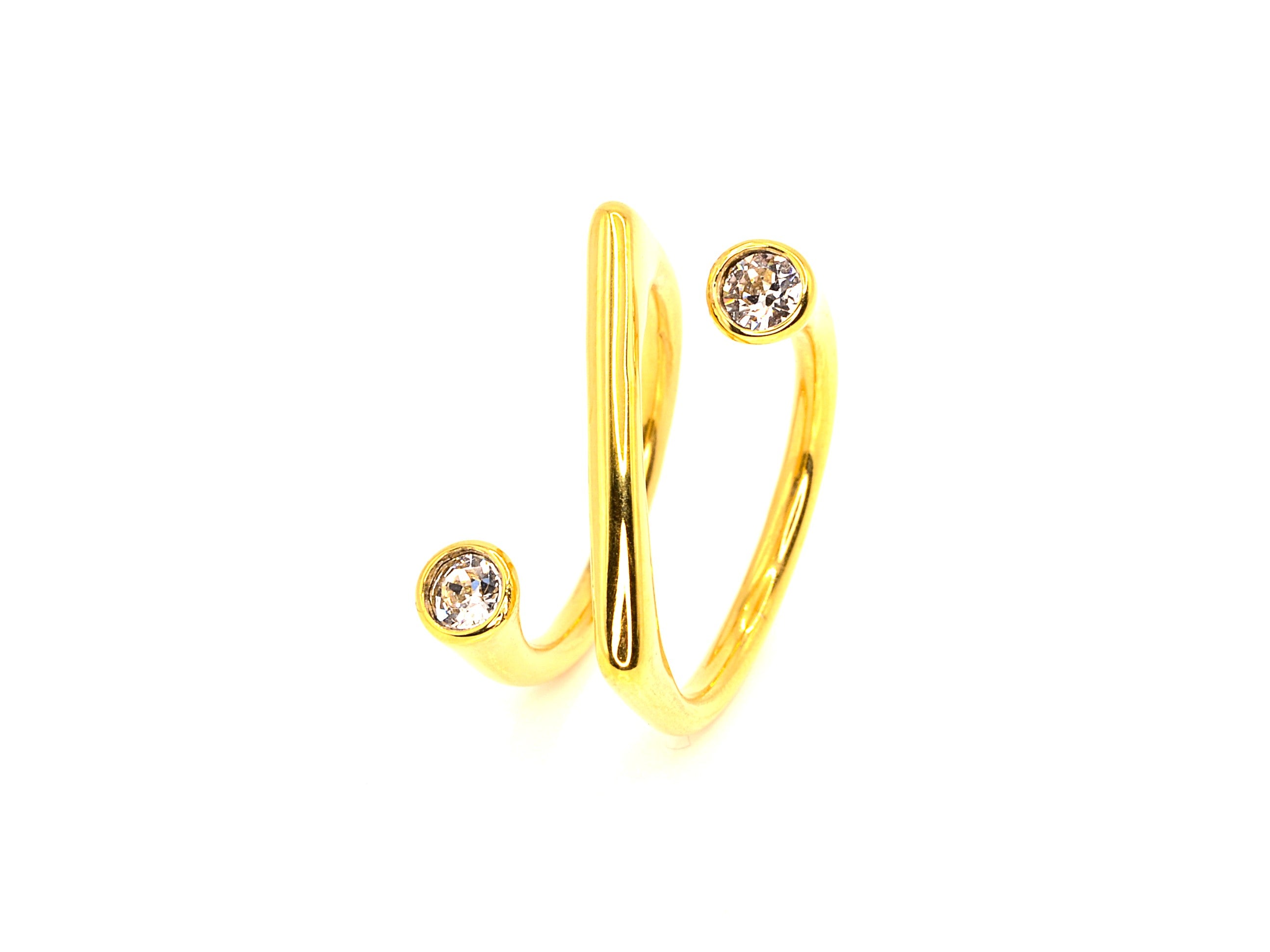 Eleganter Ring mit Zirkon - 18K Gold - Spiralform - Damen
