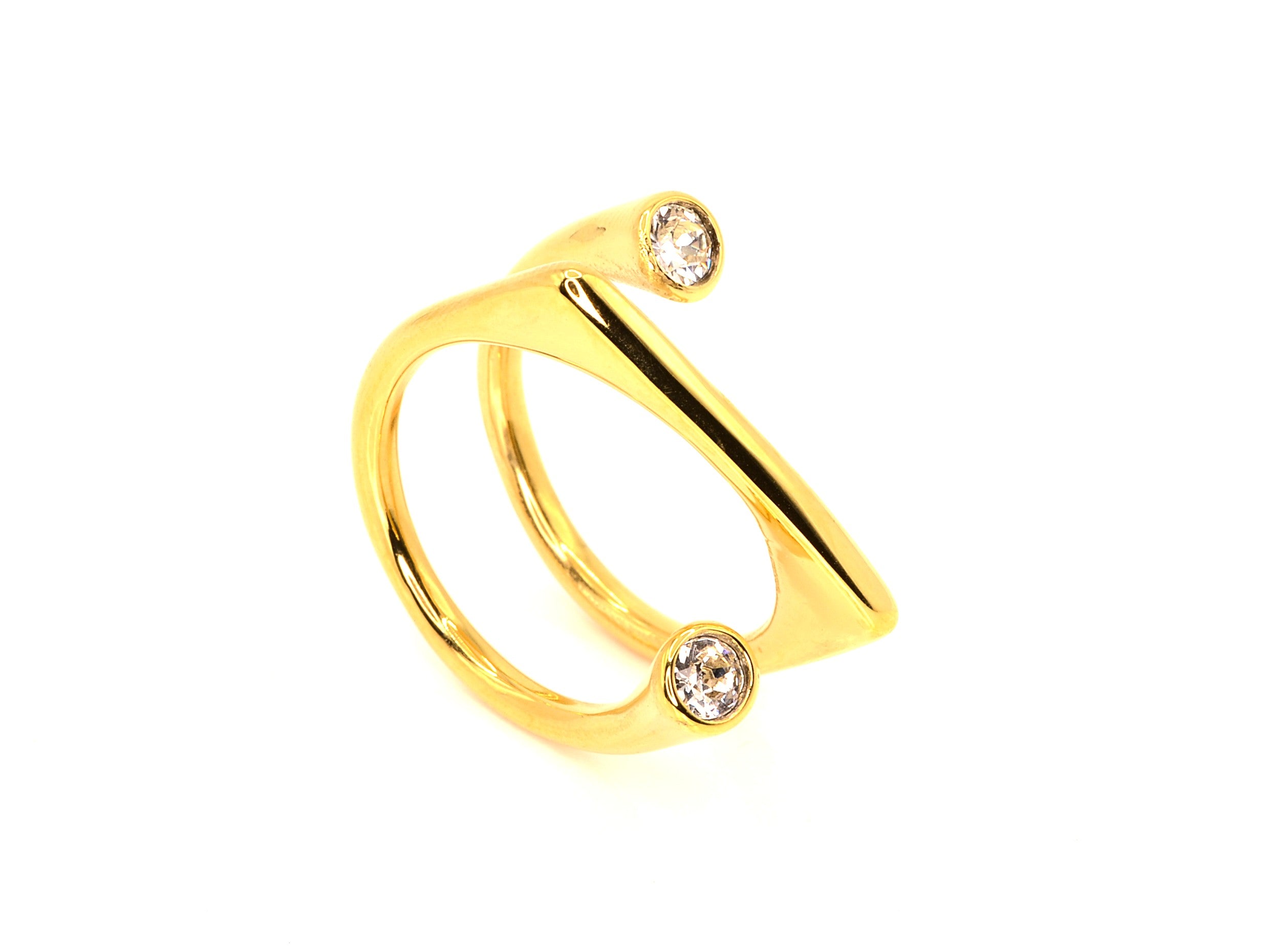 Eleganter Ring mit Zirkon - 18K Gold - Spiralform - Damen