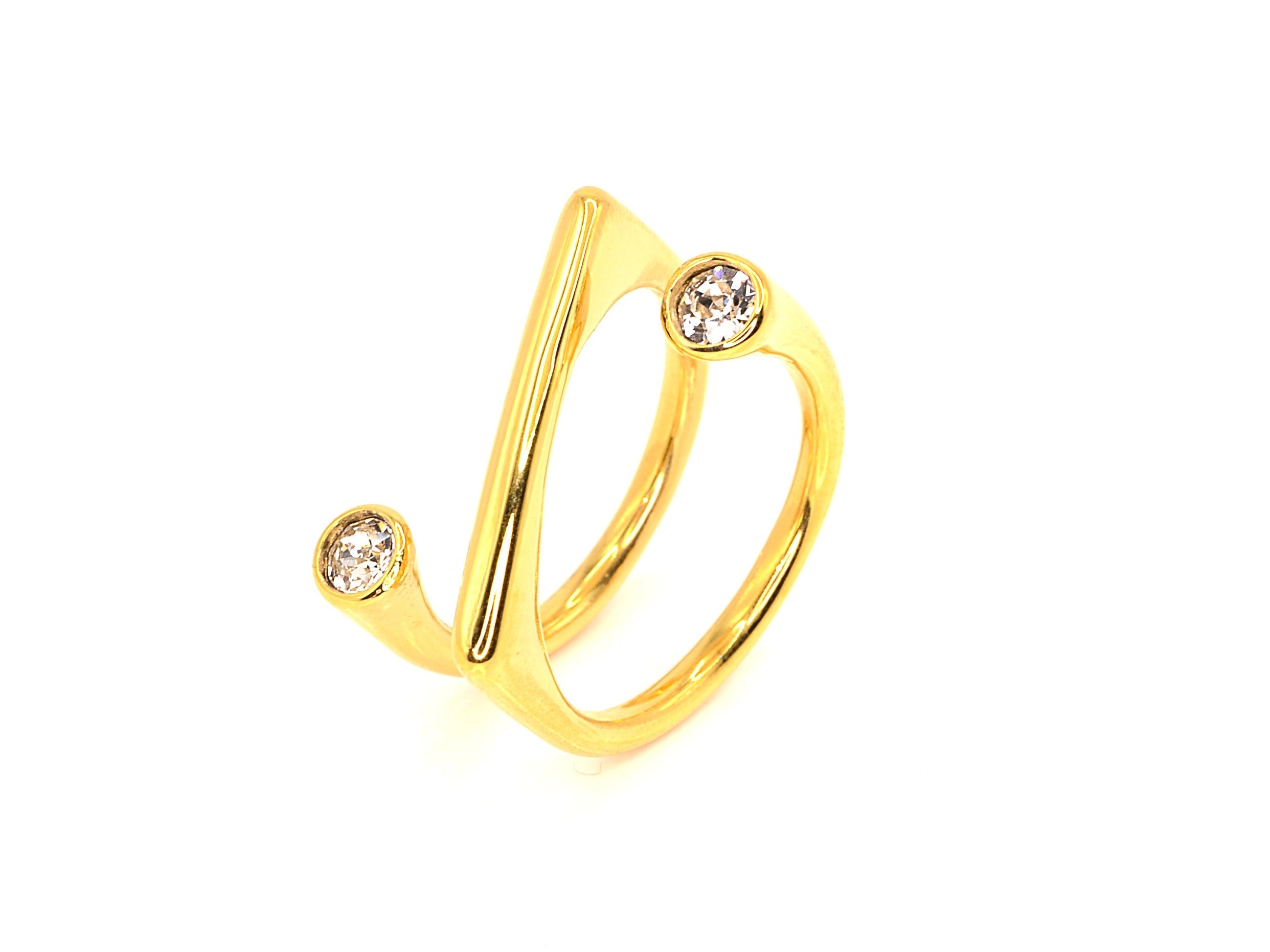 Eleganter Ring mit Zirkon - 18K Gold - Spiralform - Damen