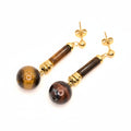Stud Earrings | Tiger Eye - Quartz Studs - 40mm - Women