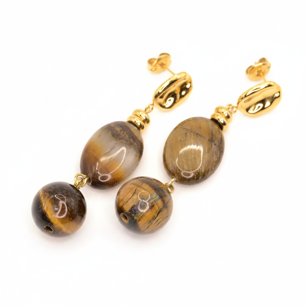 Ohrstecker | Tigerauge - Quarz-Studs - 50mm - Damen