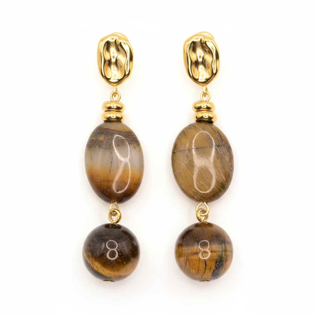 Ohrstecker | Tigerauge - Quarz-Studs - 50mm - Damen