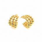 Earrings | 18K Gold - Curved Pearl Studs - 20mm - Women