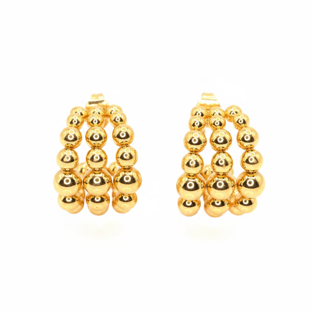 Earrings | 18K Gold - Curved Pearl Studs - 20mm - Women