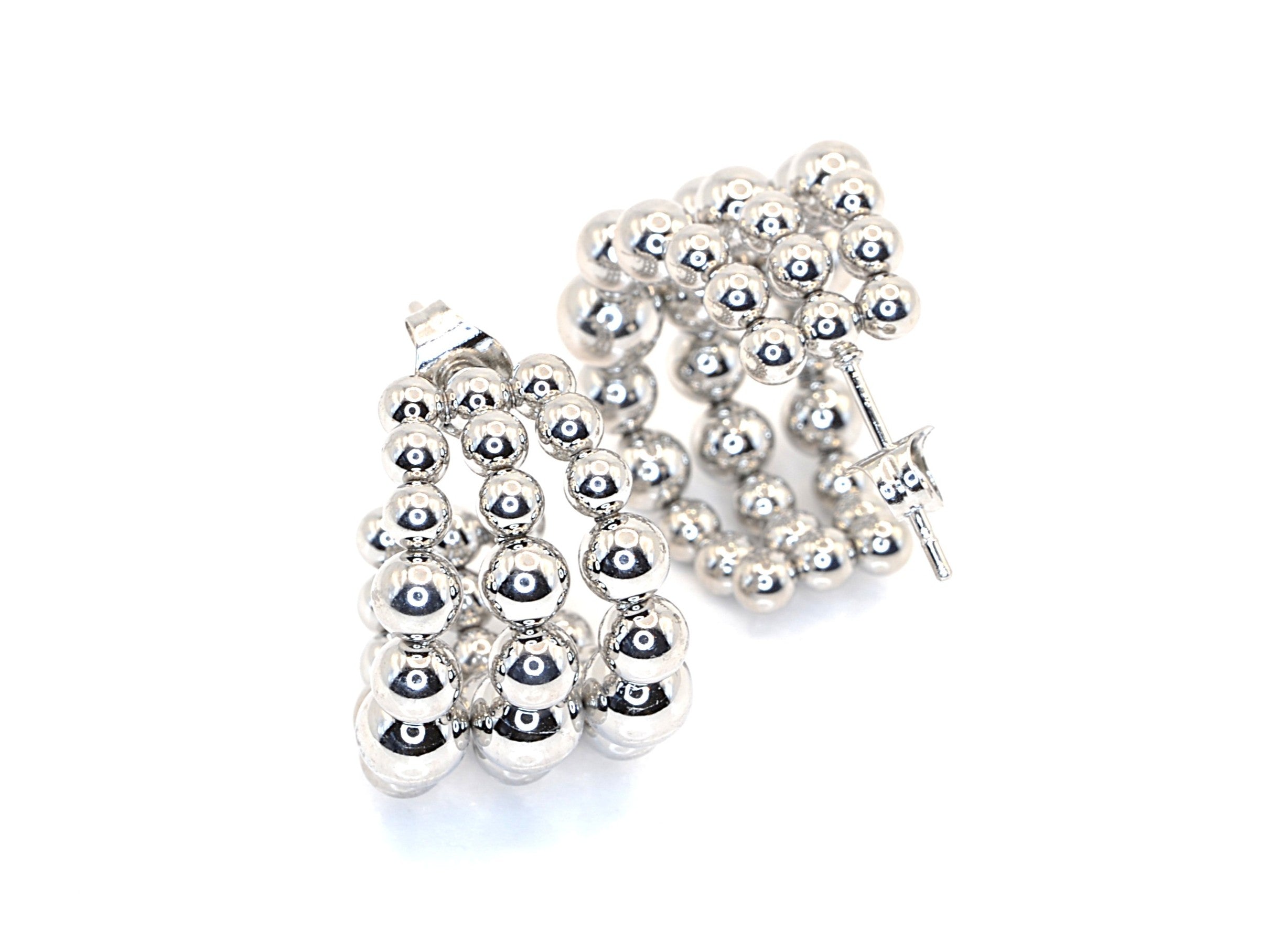 Ohrstecker - Silber - Halbmondform - Silberperlen - Damen