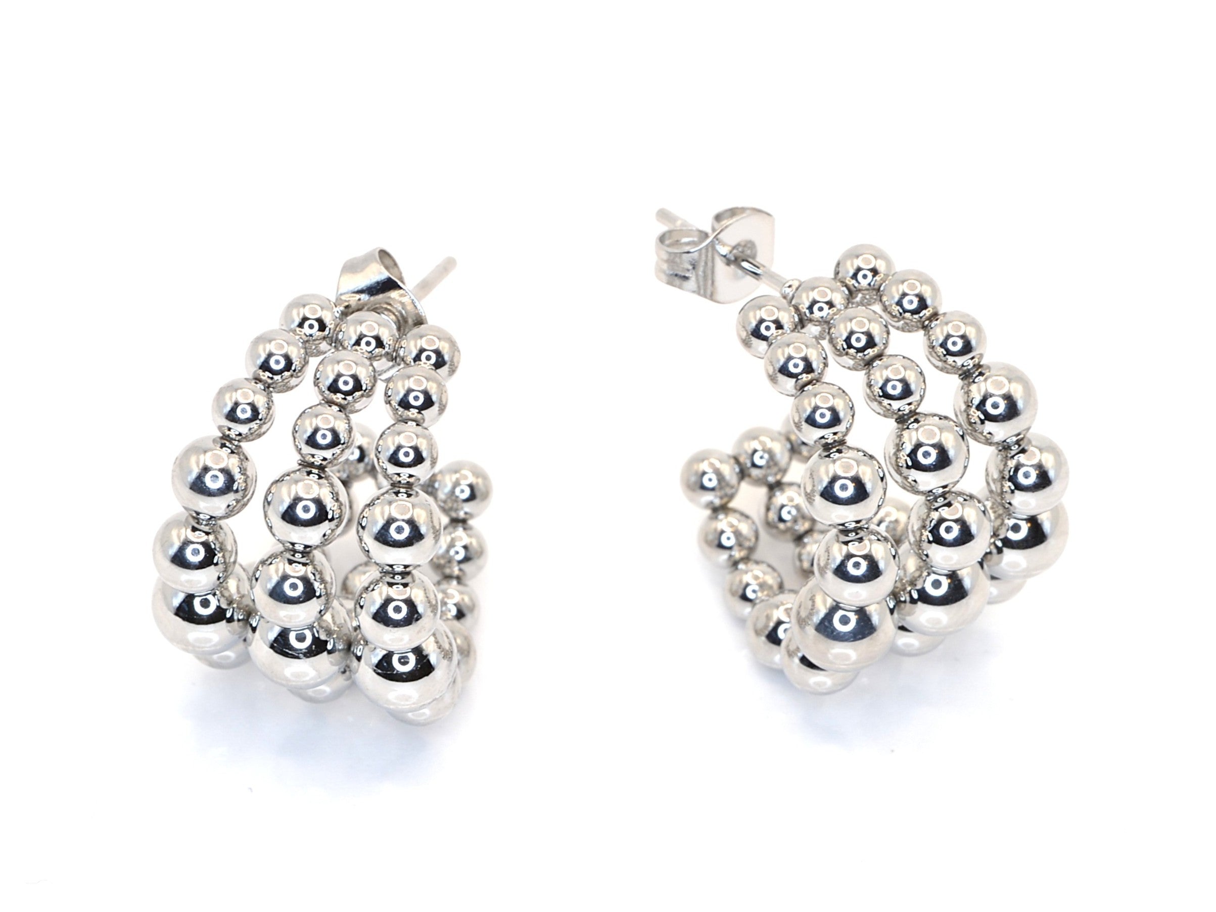 Ohrstecker - Silber - Halbmondform - Silberperlen - Damen