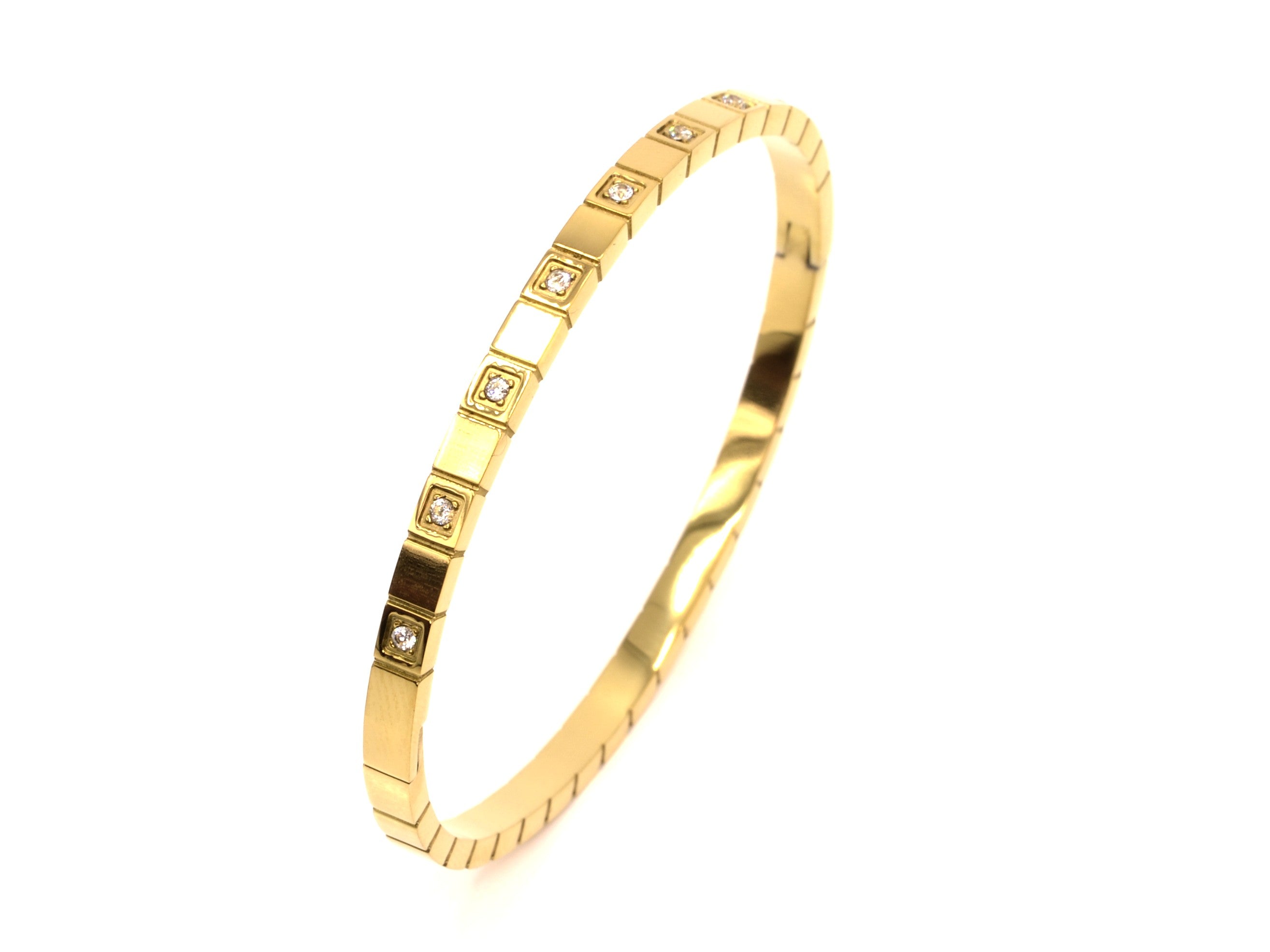 Armreif mit Zirkon - 18K Gold - B 4mm - Damen