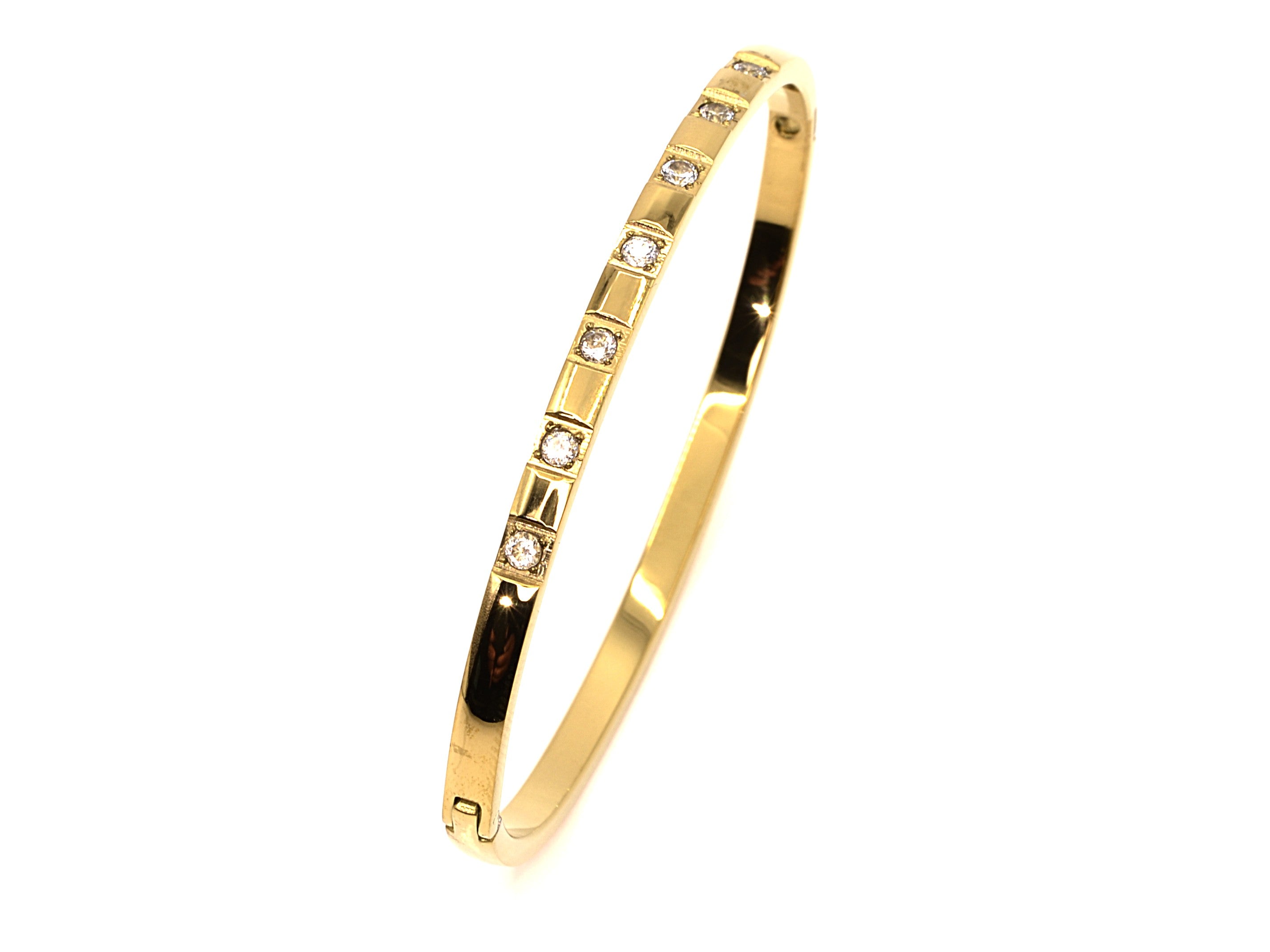 Armreif mit Zirkon - 18K Gold - B 4mm - Damen