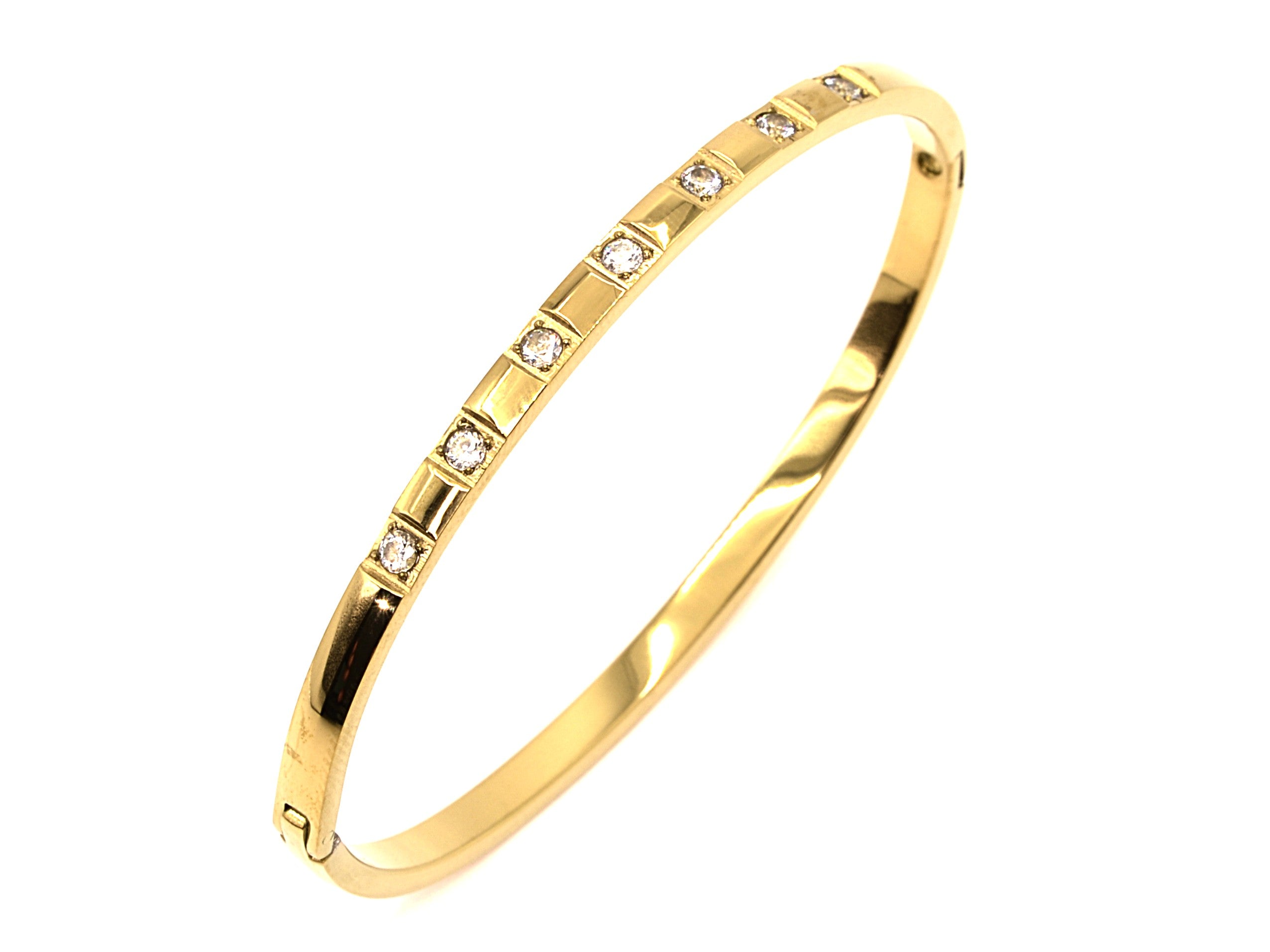 Armreif mit Zirkon - 18K Gold - B 4mm - Damen