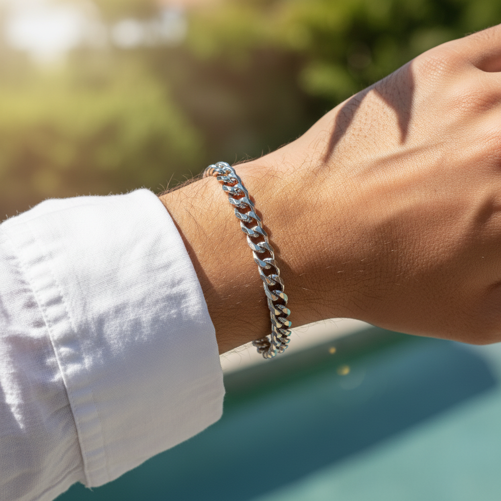 Armband | Silber - Cuban - B 7mm - L 22cm - Herren