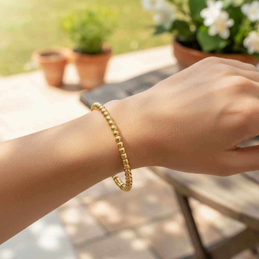 Armreif | 18K Gold - Pearl - Oval - B 4mm - Damen