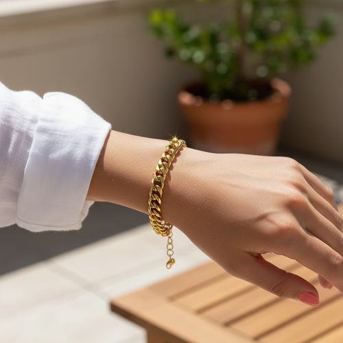 Armband | 18K Gold - Cuban - B 7mm - L 18+5cm - Damen