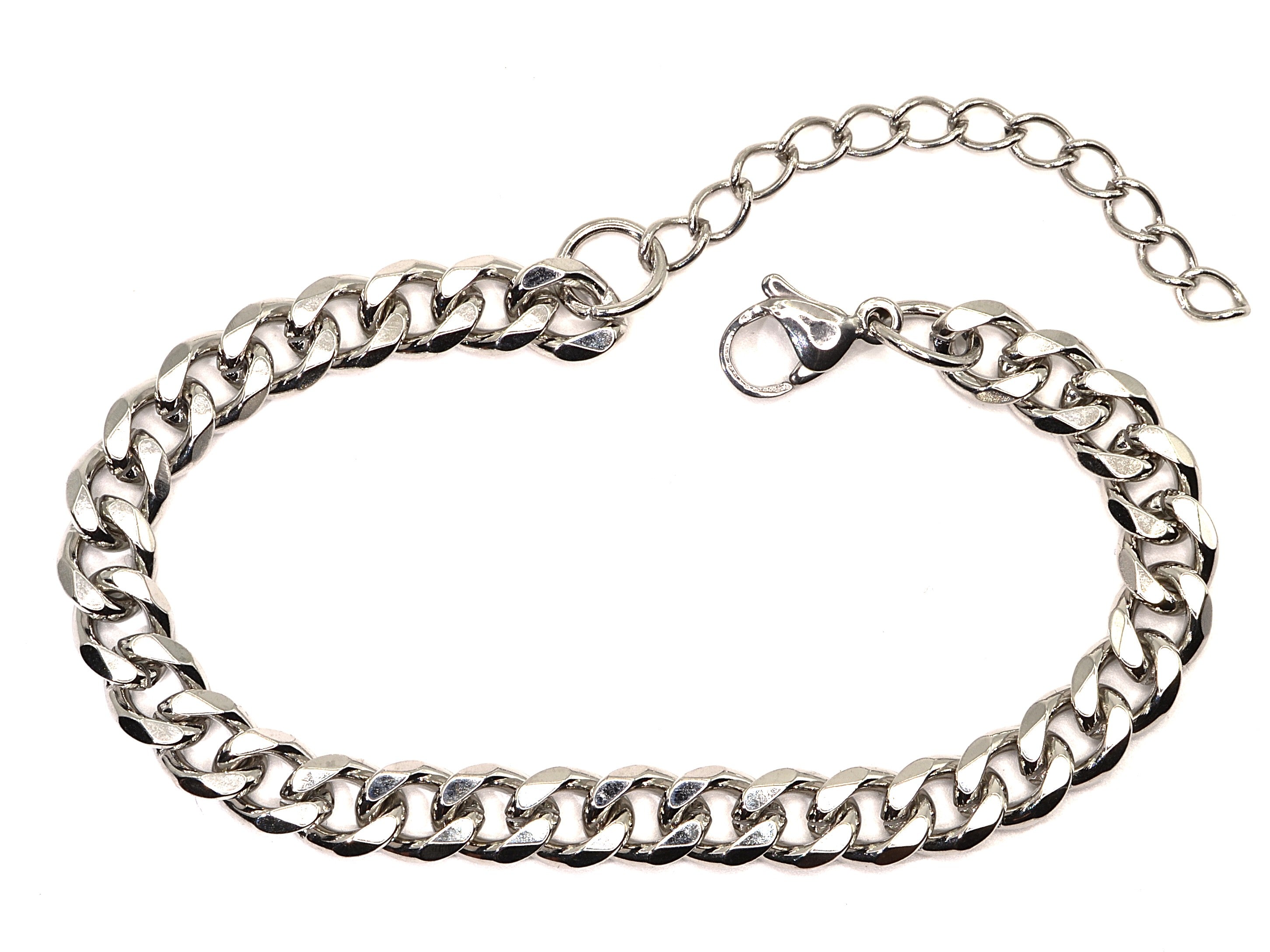 Armband - Silber - Panzerkette - B 7mm - L 18+5cm - Damen