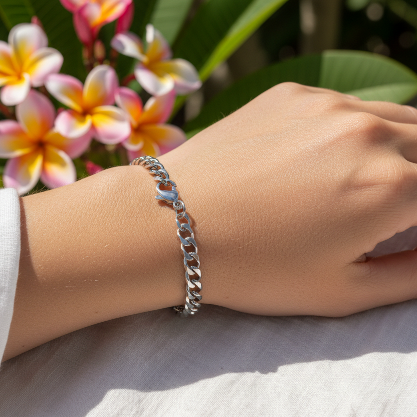 Bracelet | Silver - Cuban - W 5mm - L 18+5cm - Ladies