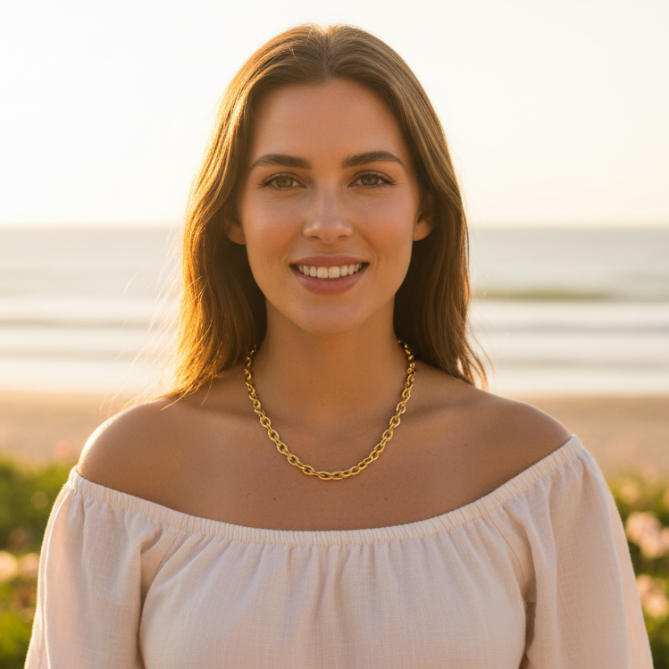 Necklace | 18K Gold - Anchor Chain - W 5mm - L 40+5cm - Women's