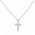 Halskette | Silber - Ankerkette mit Kreuz - B 1mm - L 41+5cm - Damen