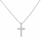 Halskette | Silber - Ankerkette mit Kreuz - B 1mm - L 41+5cm - Damen