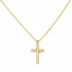 Halskette | 18K Gold - Ankerkette mit Kreuz - B 1mm - L 41+5cm - Damen
