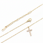 Necklace | 18K Gold - Anchor Chain with Cross - W 1mm - L 41+5cm - Women's