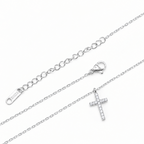 Halskette | Silber - Ankerkette mit Kreuz - B 1mm - L 41+5cm - Damen