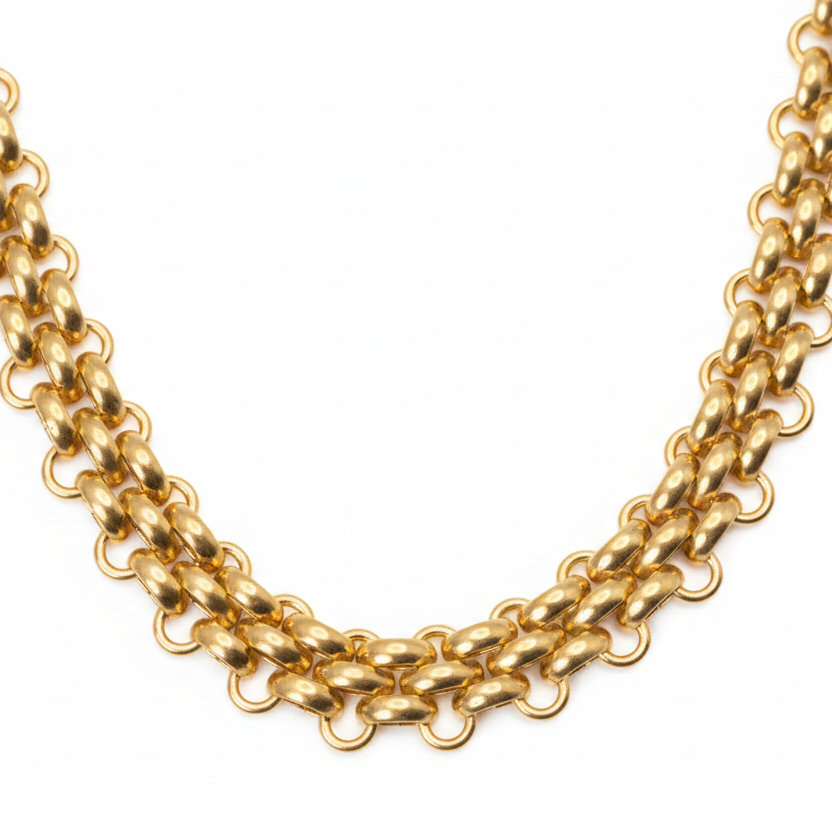 Necklace | 18K Gold - Mesh Necklace - W 14mm - L 42+5cm - Women's