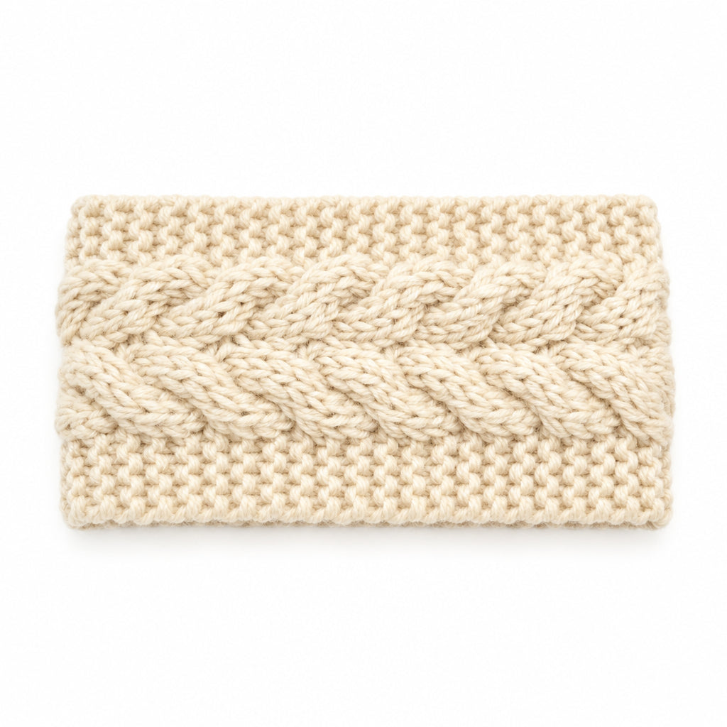 Stirnband | Weiche Kunstwolle - Beige - Herbst - Winter - Damen