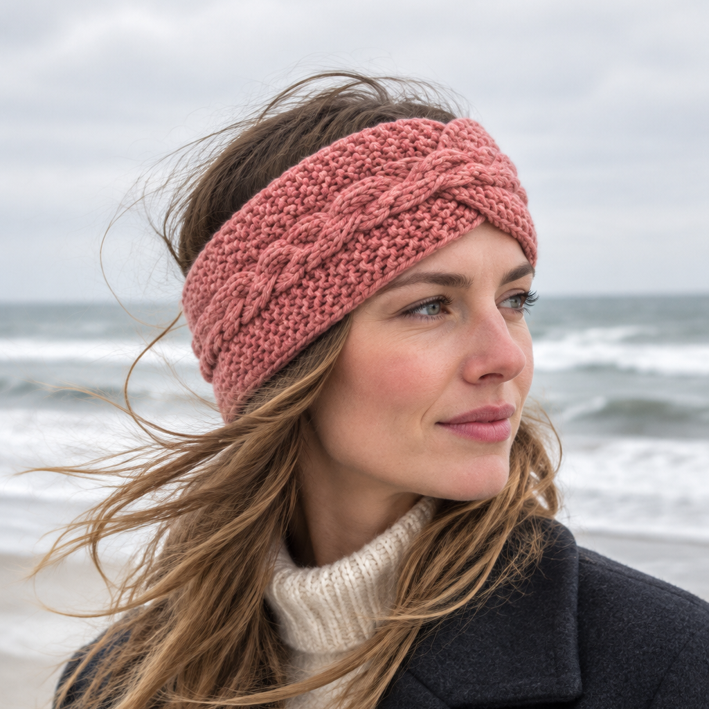 Stirnband | Weiche Kunstwolle - Altrosa - Herbst - Winter - Damen