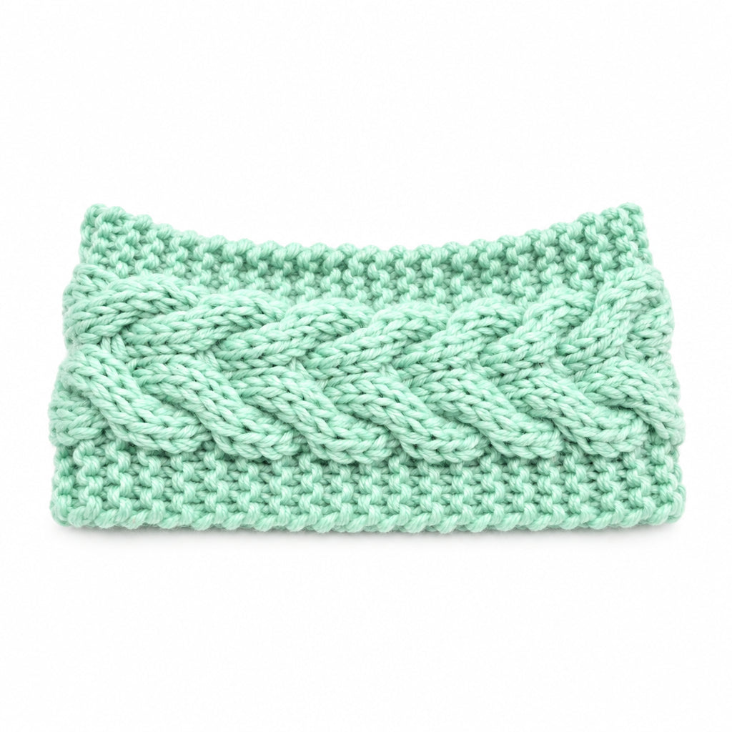Stirnband | Weiche Kunstwolle - Mintgrün - Herbst - Winter - Damen
