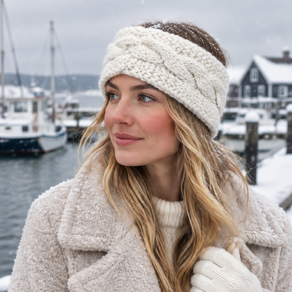 Stirnband | Weiche Kunstwolle - Weiß - Herbst - Winter - Damen