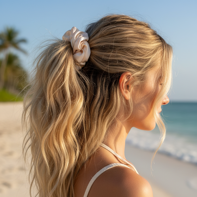 Scrunchie | Elegance - Satin - Beige - Damen