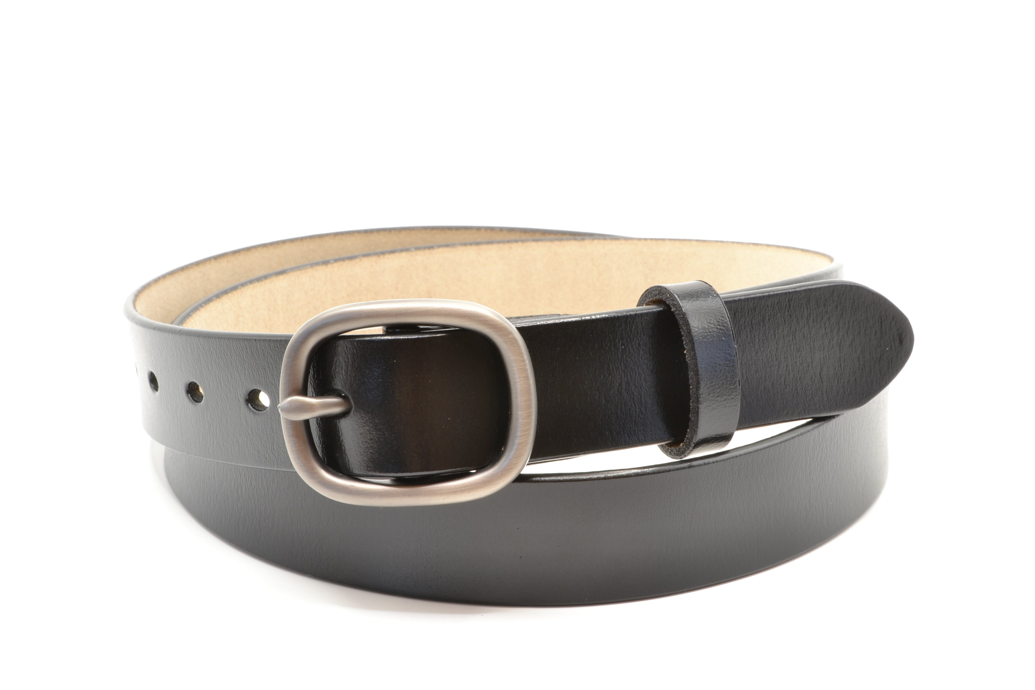 Eleganter Ledergürtel - Silberne Schnalle - 115cm x 28mm - Damen