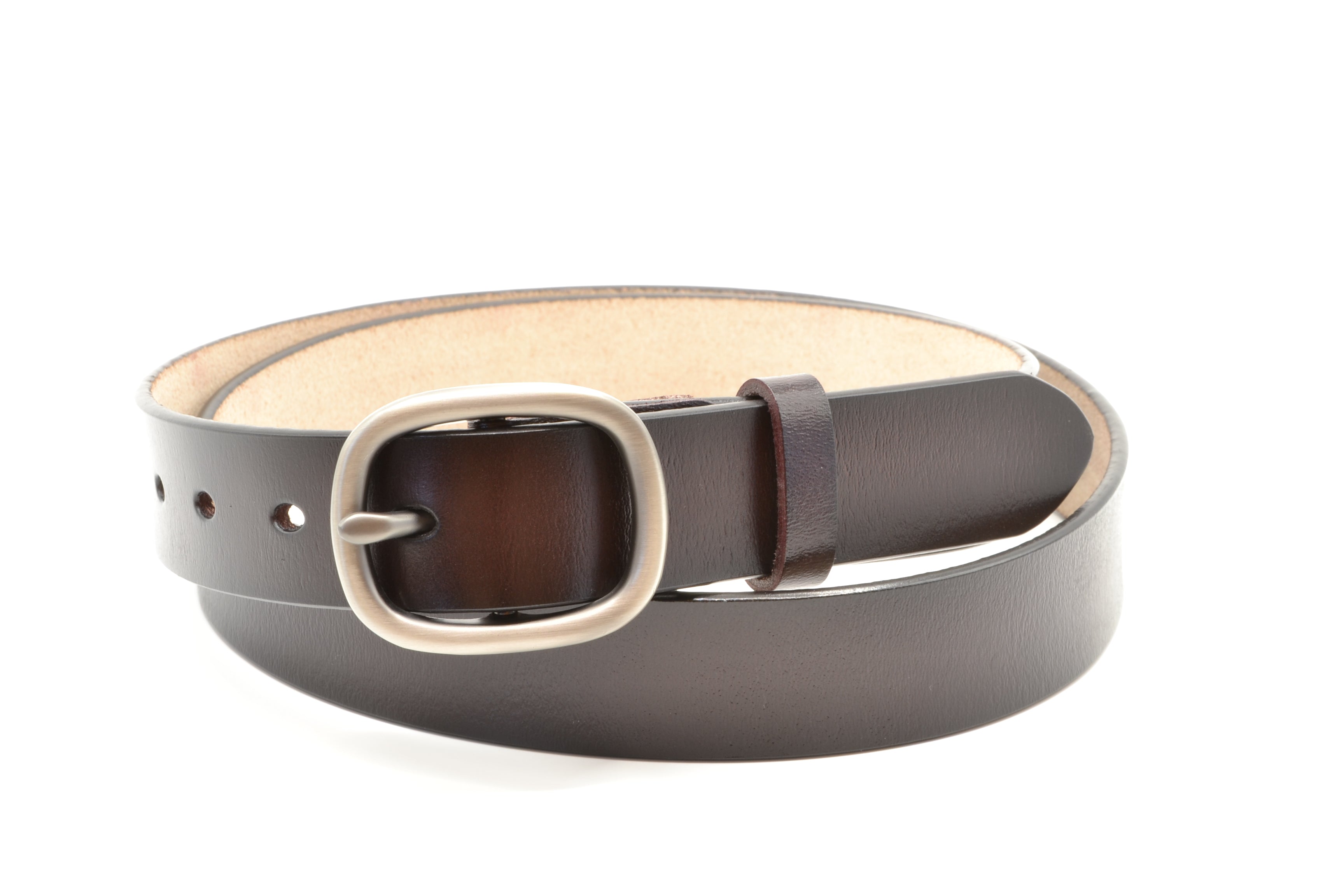 Eleganter Ledergürtel - Silberne Schnalle - 115cm x 28mm - Damen