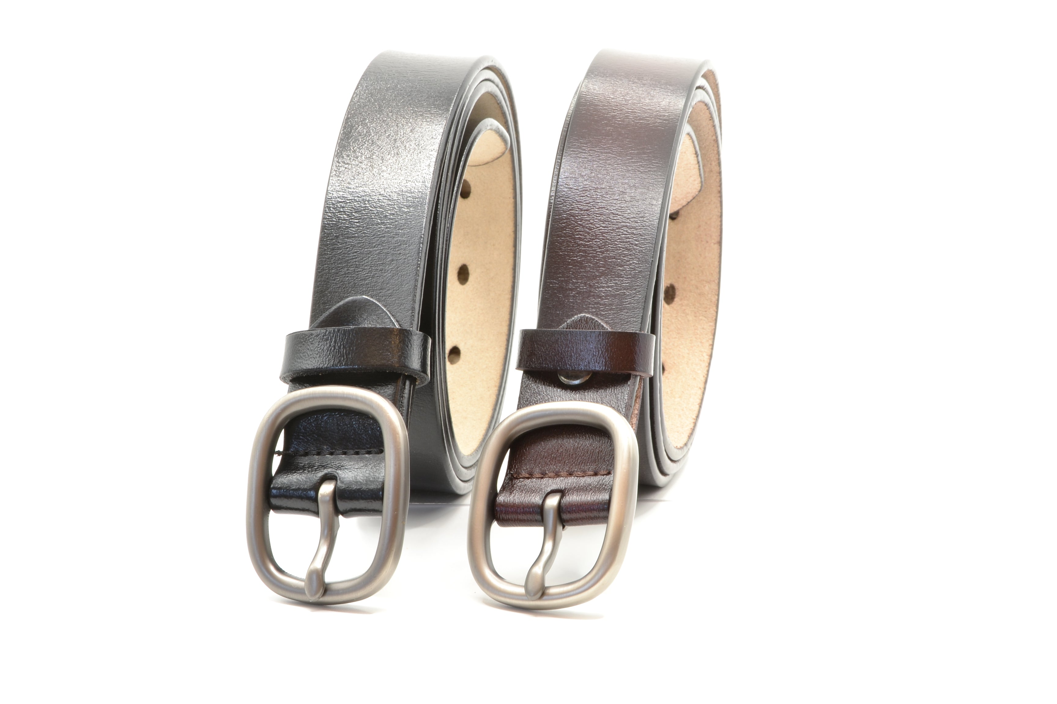 Eleganter Ledergürtel - Silberne Schnalle - 115cm x 28mm - Damen