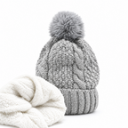 Strickmütze | Baumwolle - Grau - Gefüttert - Wintermütze - Unisex