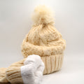 Strickmütze | Baumwolle - Beige - Gefüttert - Wintermütze - Unisex