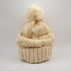 Strickmütze | Baumwolle - Beige - Gefüttert - Wintermütze - Unisex