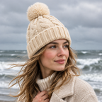 Beanie Hat | Cotton - Beige - Lined - Winter Hat - Unisex
