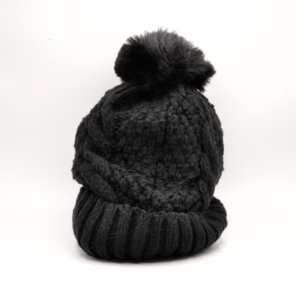 Strickmütze | Baumwolle - Schwarz - Gefüttert - Wintermütze - Unisex