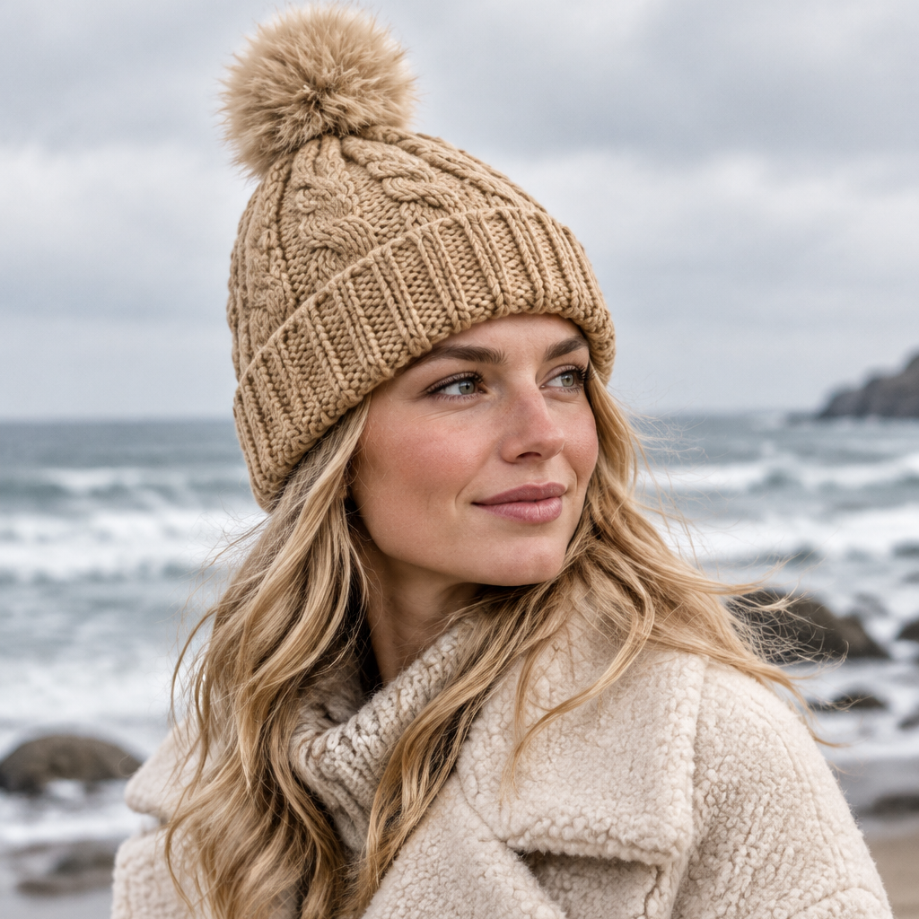 Strickmütze | Baumwolle - Camel - Gefüttert - Wintermütze - Unisex