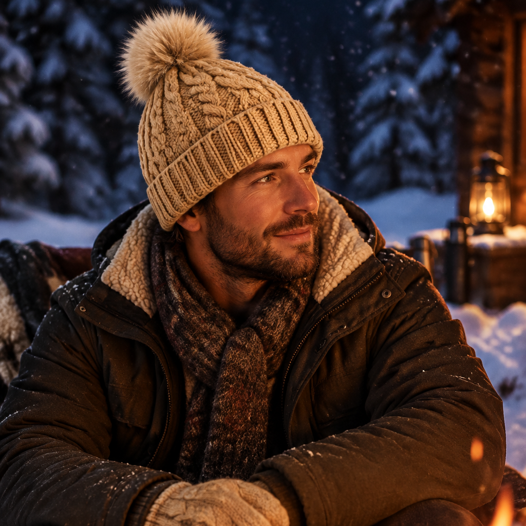 Strickmütze | Baumwolle - Camel - Gefüttert - Wintermütze - Unisex