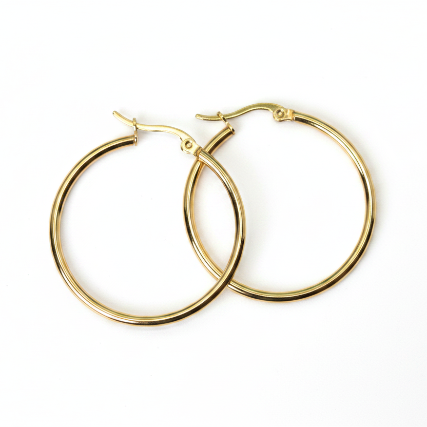Creolen | 18K Gold - Classic Hoops - 35mm - Damen