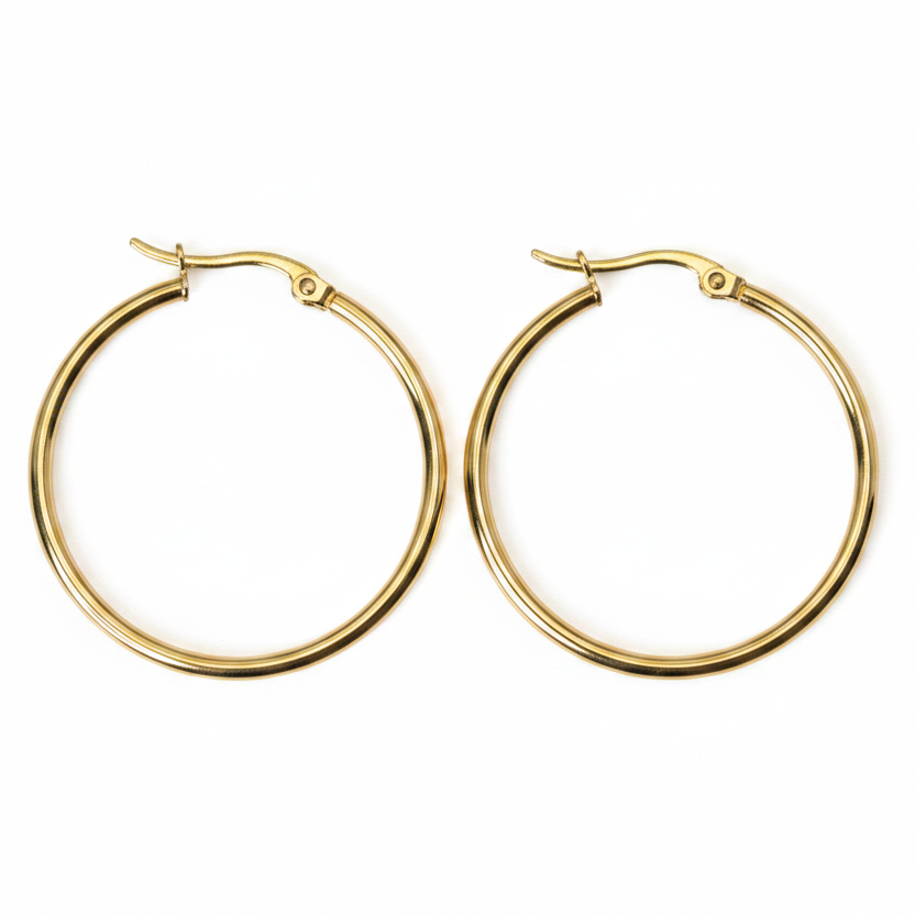 Creolen | 18K Gold - Classic Hoops - 35mm - Damen
