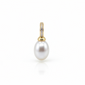 Anhänger | Gold - Pearl - B 8mm - L 20mm - Damen