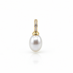 Anhänger | Gold - Pearl - B 8mm - L 20mm - Damen