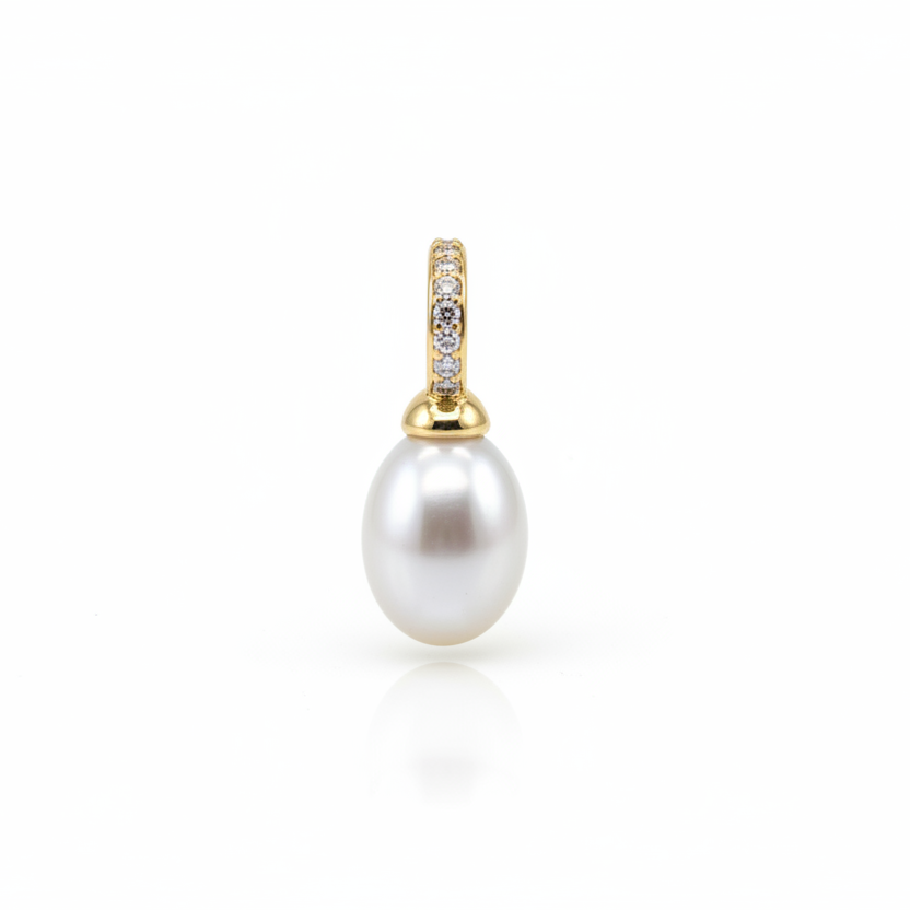 Anhänger | Gold - Pearl - B 8mm - L 20mm - Damen