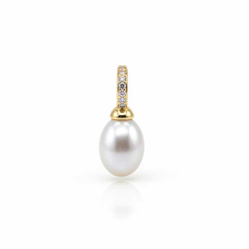 Anhänger | Gold - Pearl - B 8mm - L 20mm - Damen