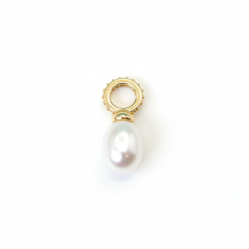 Anhänger | Gold - Pearl - B 8mm - L 20mm - Damen